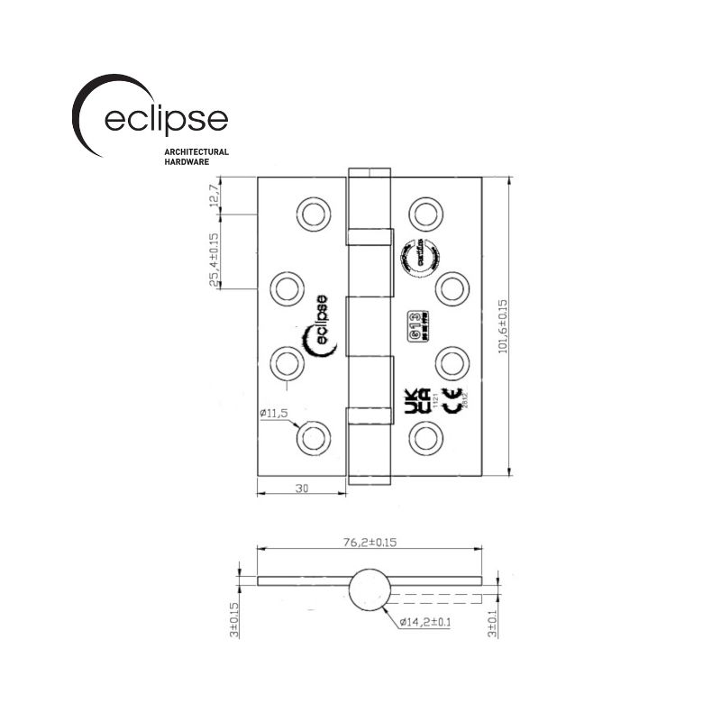 Eclipse hinge technical drawing