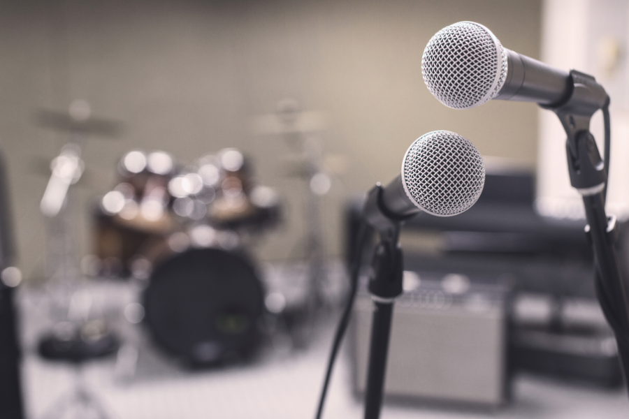 Microphone in music studio