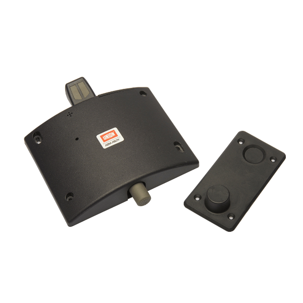 Acoustic release fire door hold open unit with floor plate