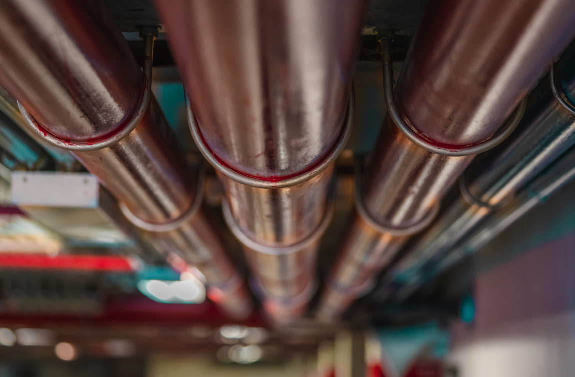 Copper ceiling pipes without fire wrap