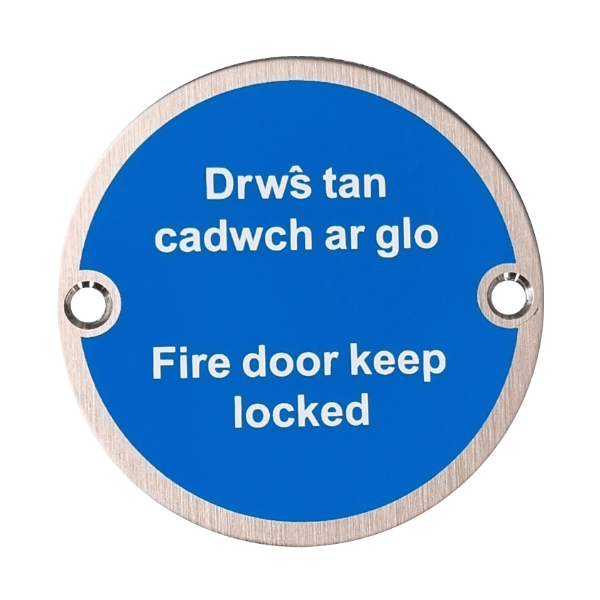 fire door keep locked sign welsh and english