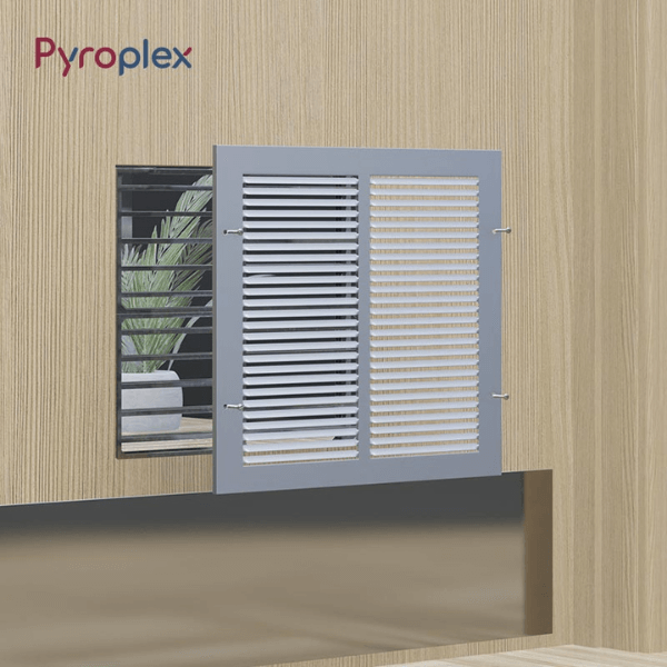Pyroplex air transfer grille in door
