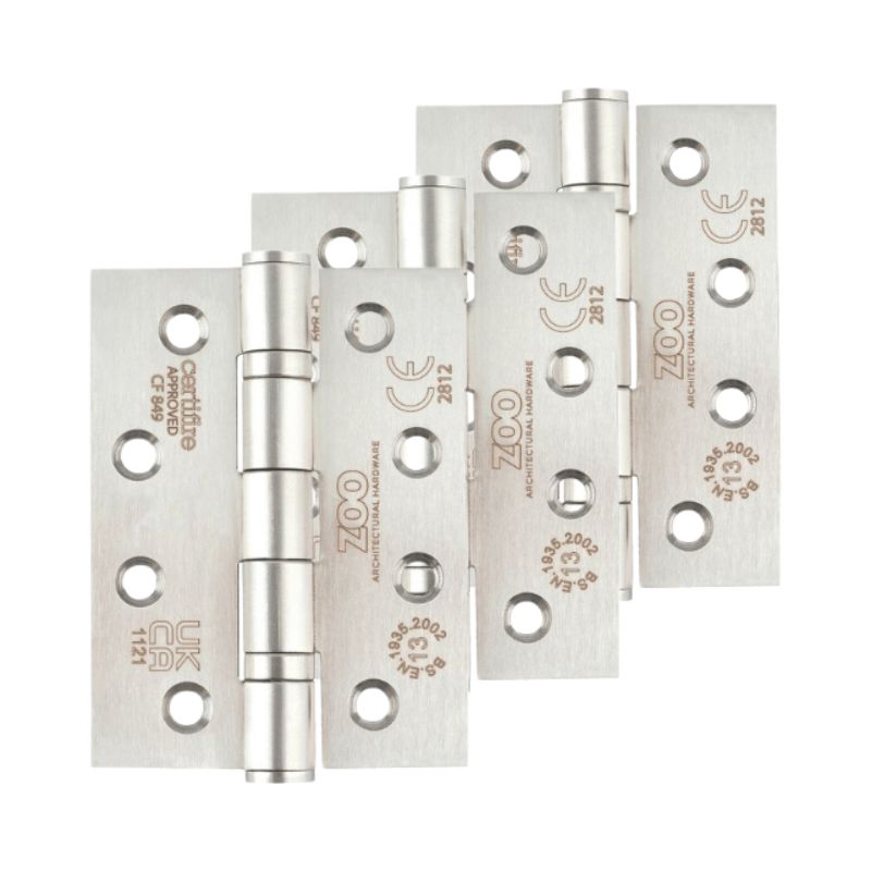 Ilyapa Self Closing Door Hinges - 2 Pack, Satin Nickel - 4x4 Inch Interior Spring Hinges With Fixings