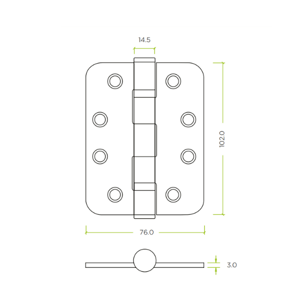 Zoo Grade 13 Ball Bearing Hinge Dimensions