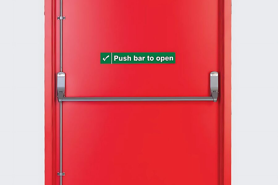 panic hardware on red door