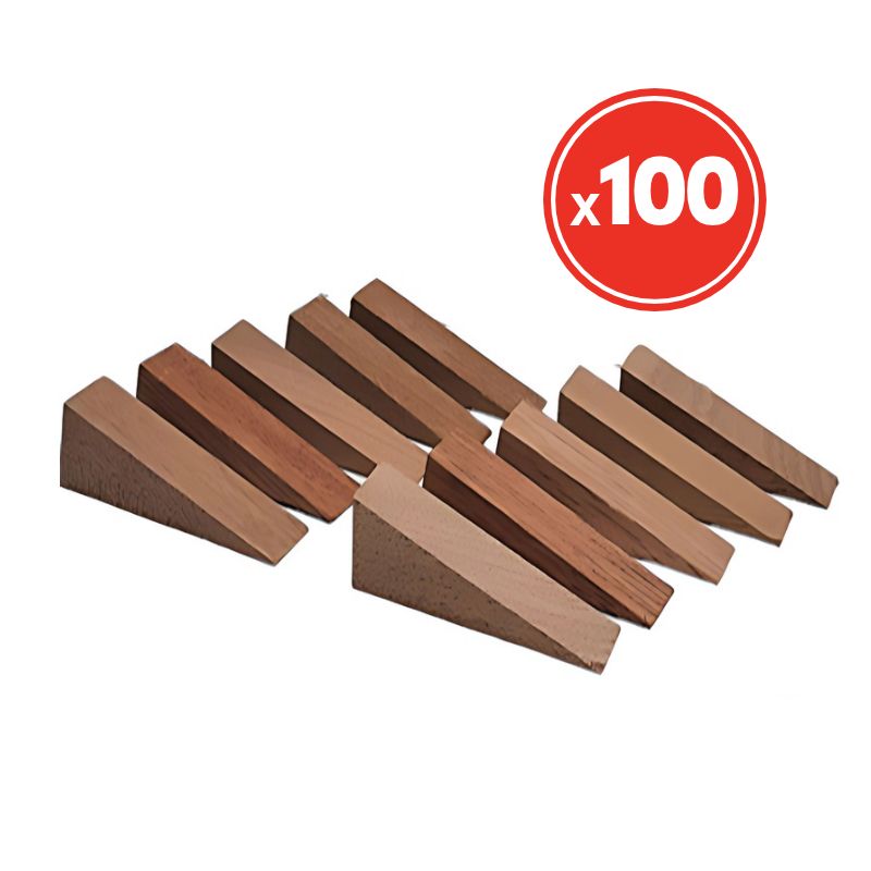 Hardwood Wooden Wedges - Sapele - 100 x 30mm (100 Pack)