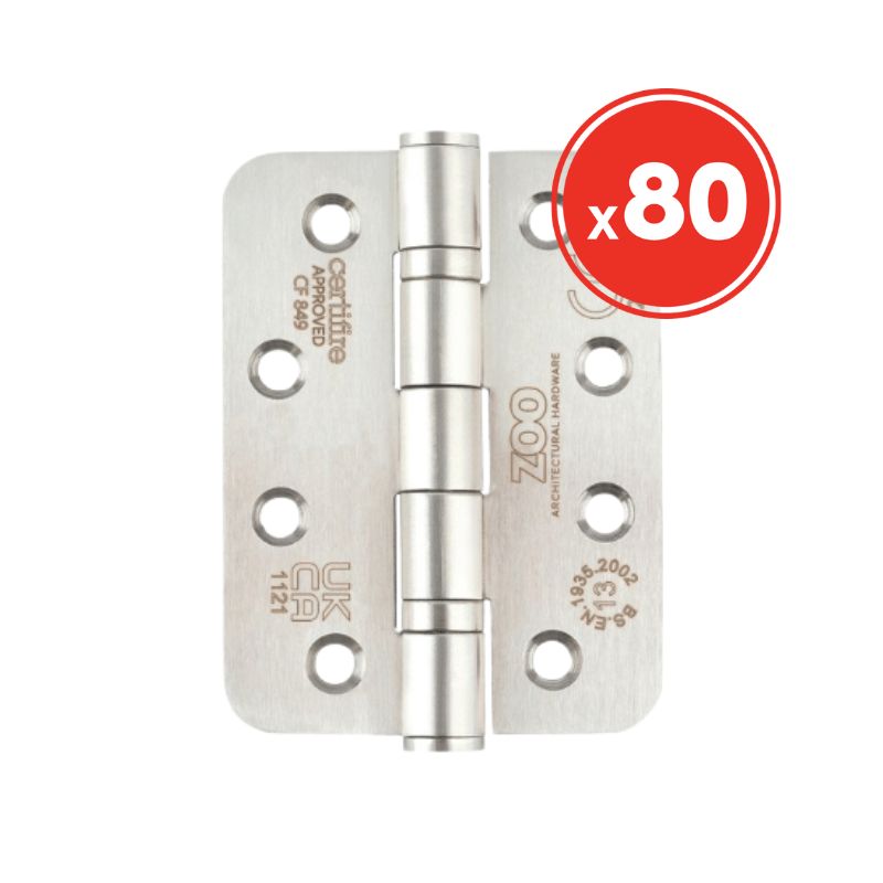 Zoo Grade 13 Satin Stainless Steel Hinges Pack of 80 radius corners