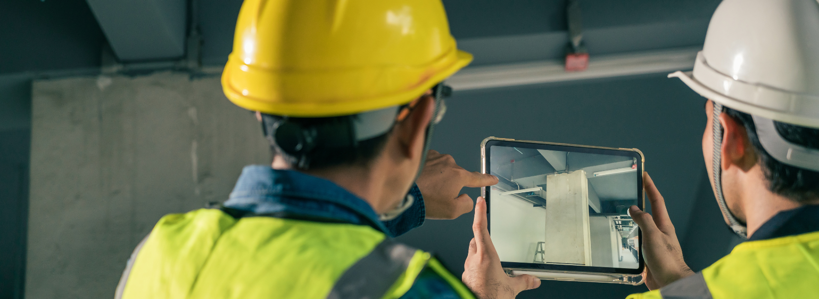Advice Centre Blog Header – Golden Thread Team architect working use BIM technology and digital construction application on digital tablet.